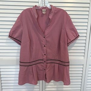 Woman’s Blouse, Top, Short Sleeves, Pink, Size 16-18W